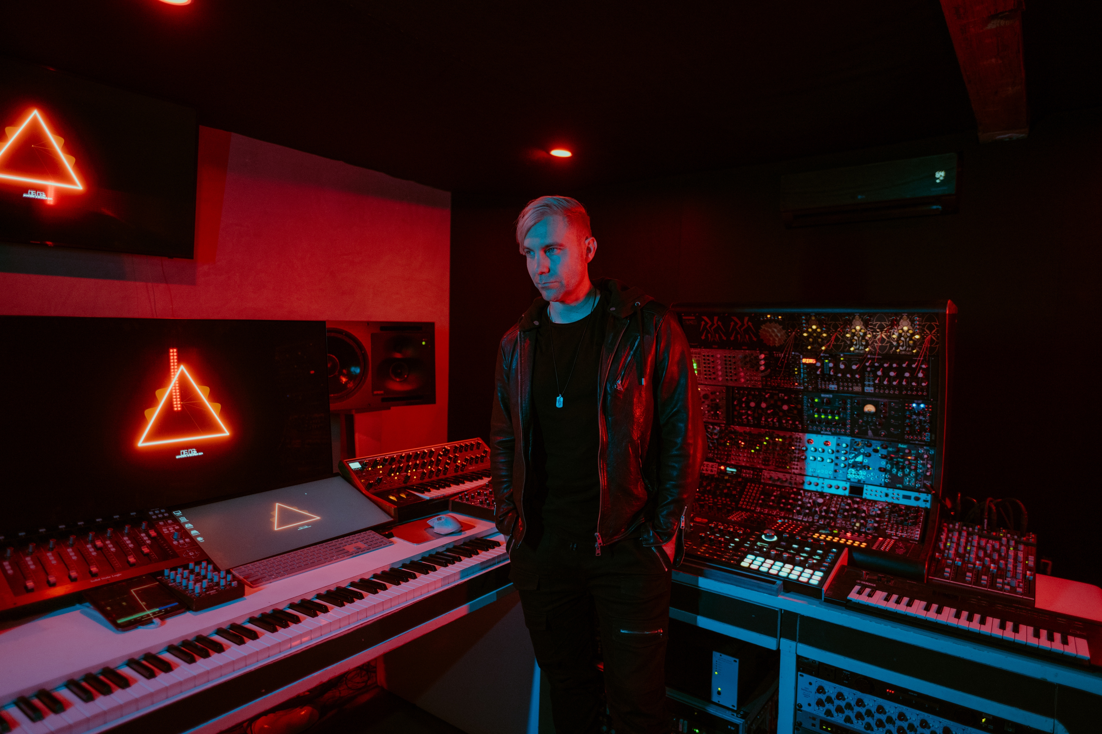 Steven Richard Davis standing in his studio, wide shot